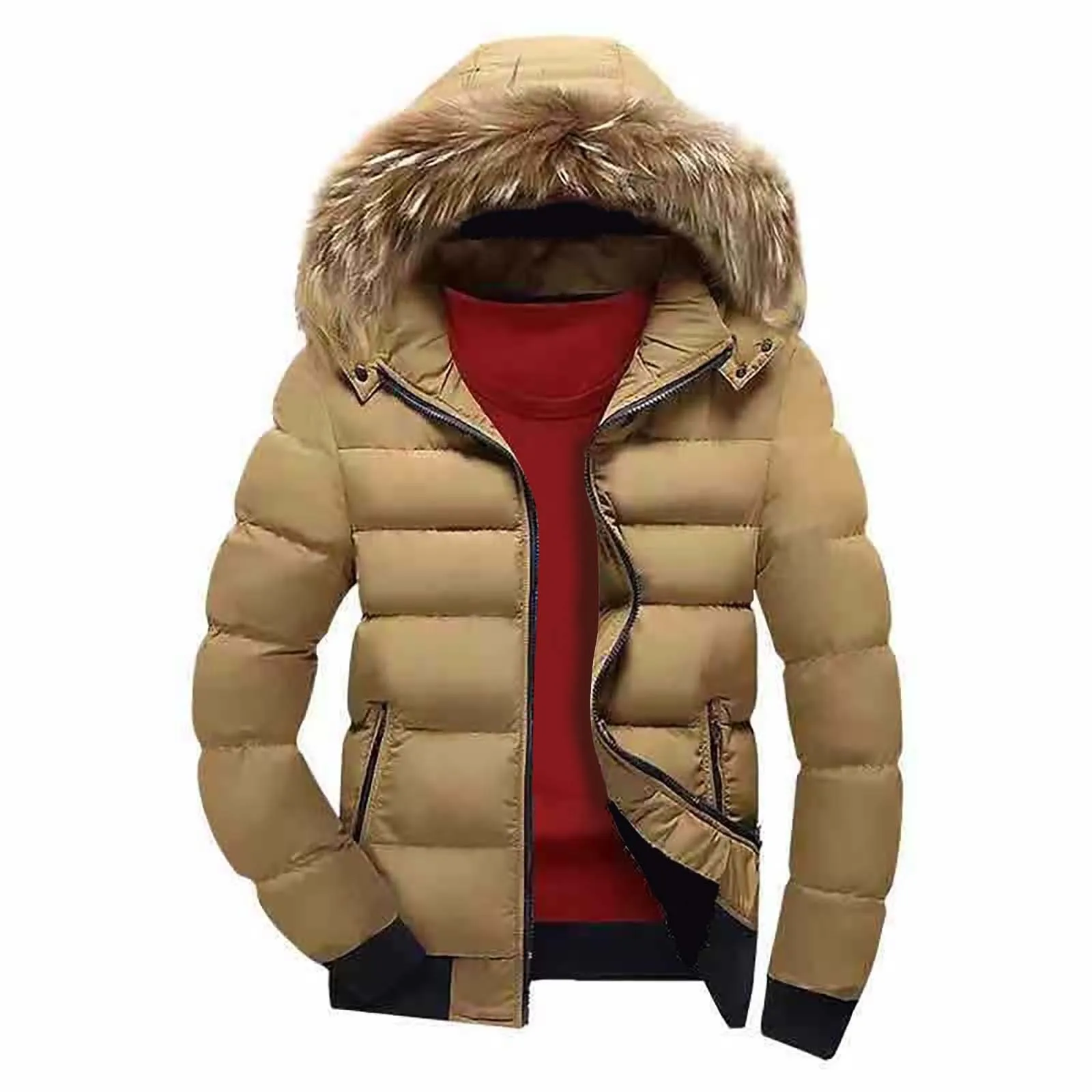 Chaqueta de manga larga con cuello con capucha de terciopelo para hombre, abrigo grueso, cálido, a prueba de frío, Color a juego, Unisex, Otoño e