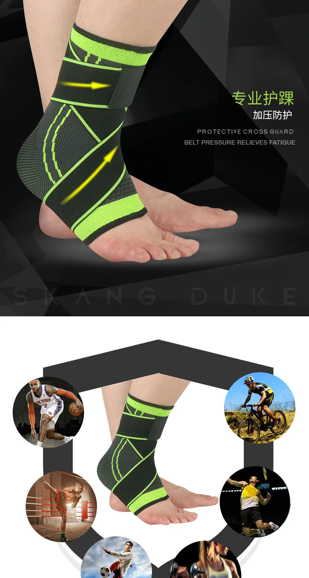Knöchelschutz Sport Gym Zubehör Männer Frauen Sport Wrap Kompression Basketball Knöchelstütze Laufen Gestrickte Knöchelbandage – Detail 9