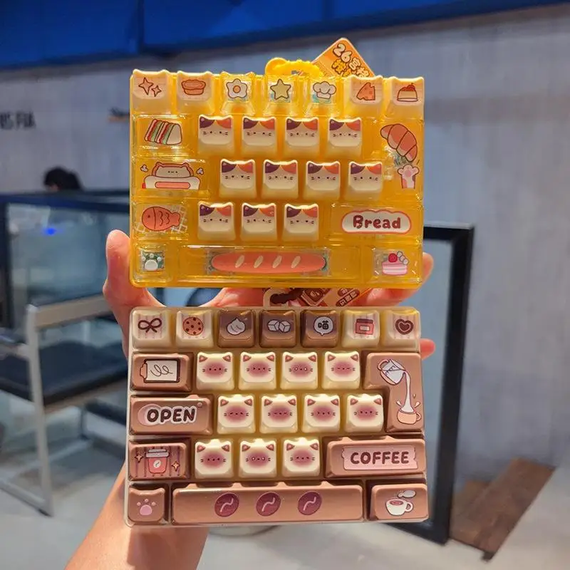 26-key Cat Pudding Decompression Color Keyboard Cartoon Clicker Backpack Pendant Mobile Phone Car Key Chain Home Decoration
