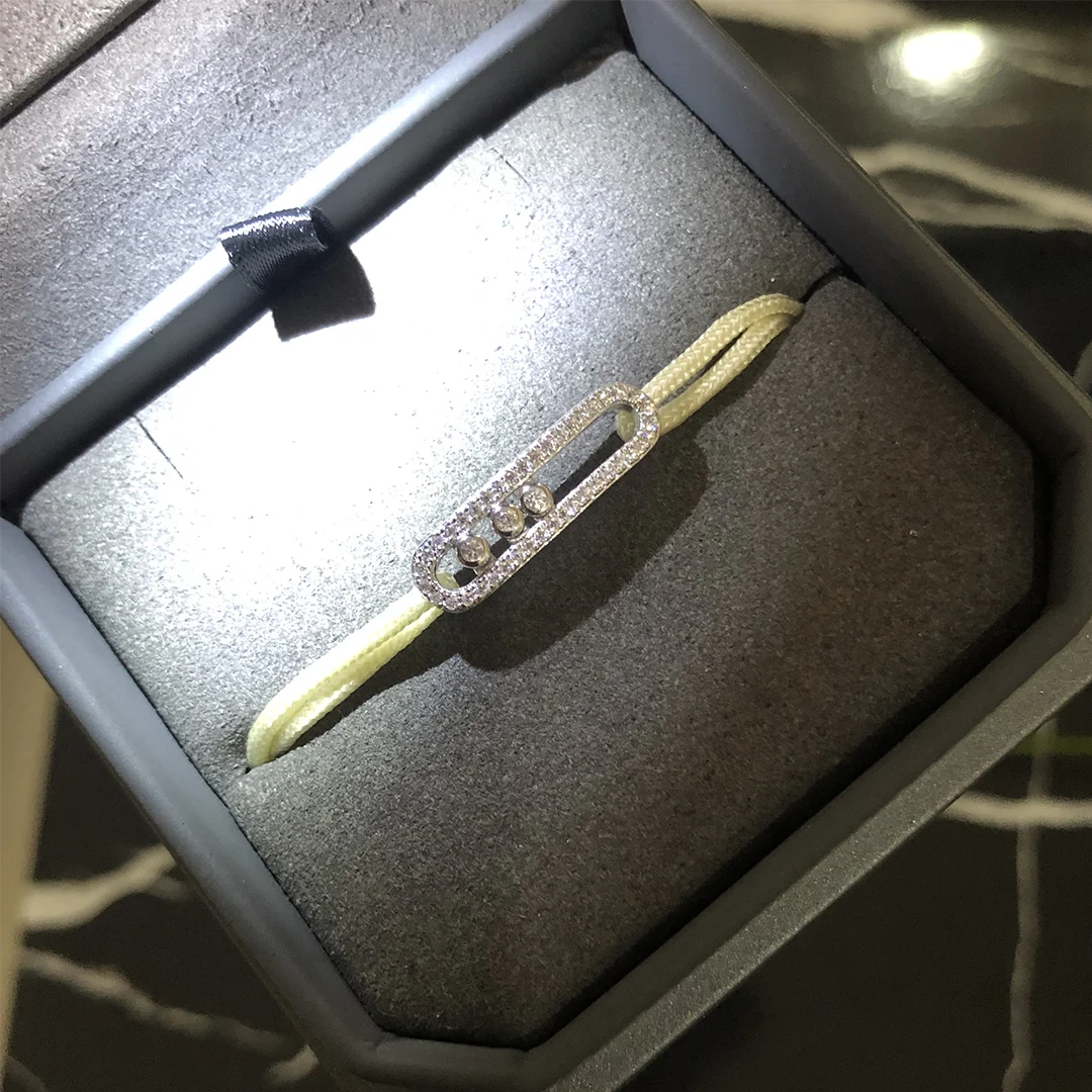 Moda 925 prata esterlina incrustada design corda ajustável casal pulseira da sorte.