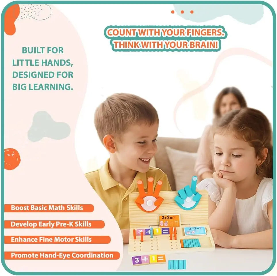 Set di conteggio educativo in legno per giocattoli per l'apprendimento della matematica Montessori, blocco numerico, bastoncino per il conteggio, flashcard, attività di apprendimento prescolare