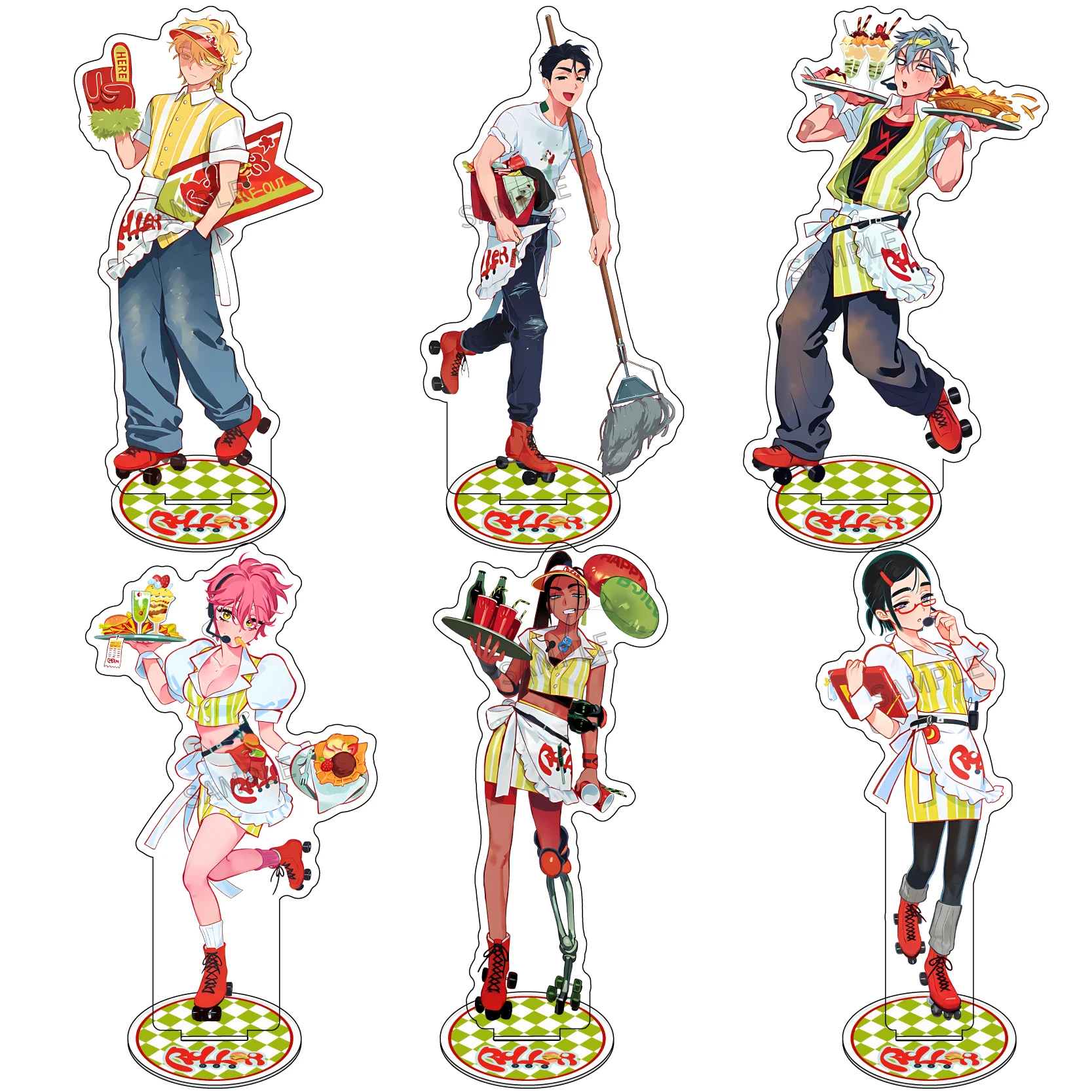 Anime Alien Stage Character Acrylic Keychain with 15cm Desktop Stand Model Figure for Cosplay Gift Collectible Decor