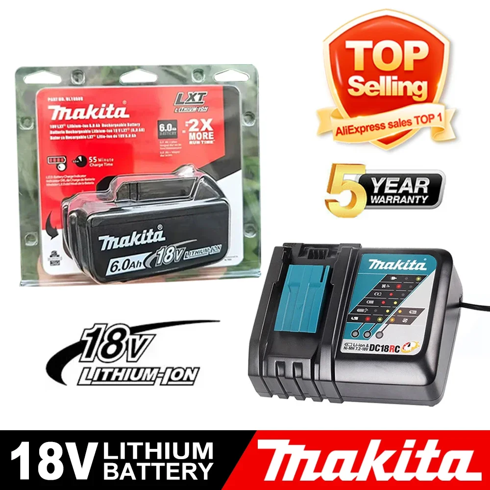 

Genuine 6.0Ah NEW makita BL1860 18V Battery Power Tools Li-ion Replacement LXT BL1850 BL1840 for 18 V Screwdriver with BMS