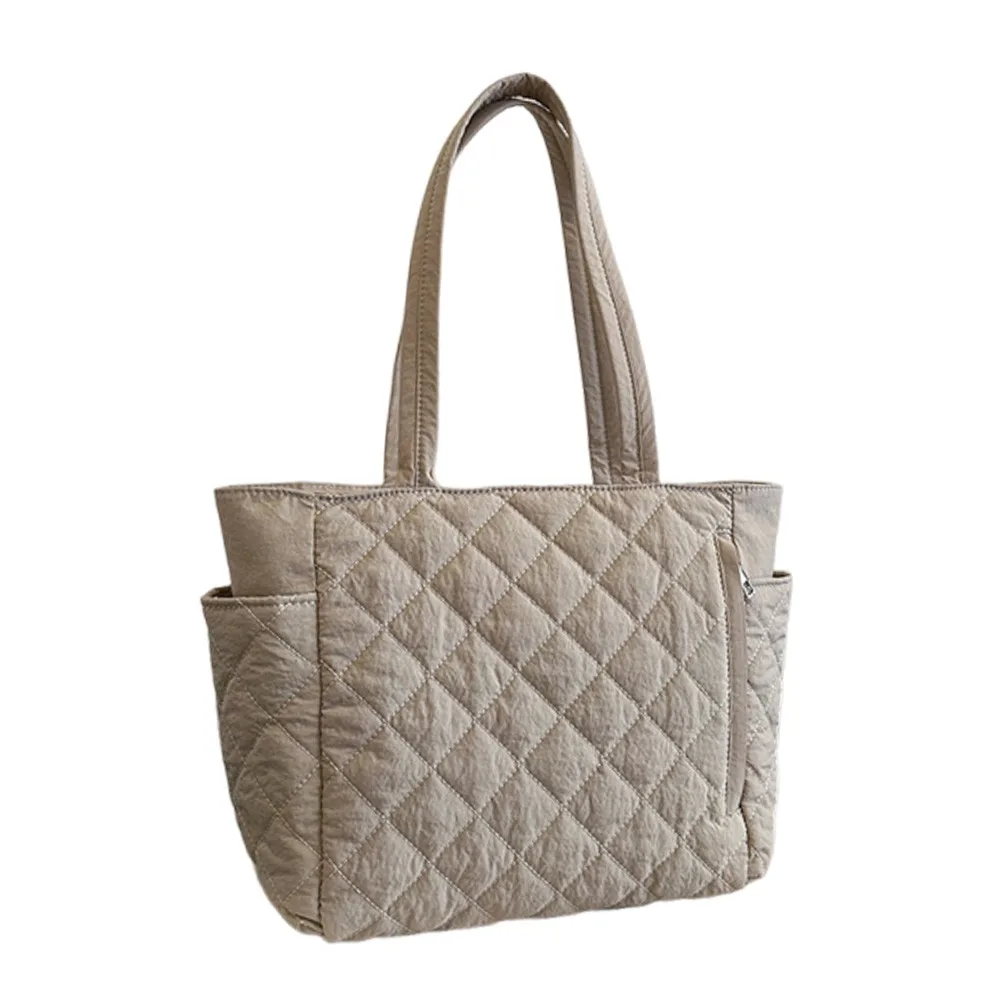 

Мягкие нейлоновые женские сумки-тоут с верхней ручкой, регулируемым ремешком, сумка большой вместимости, стеганая дорожная сумка с напуском, дизайн с бриллиантами