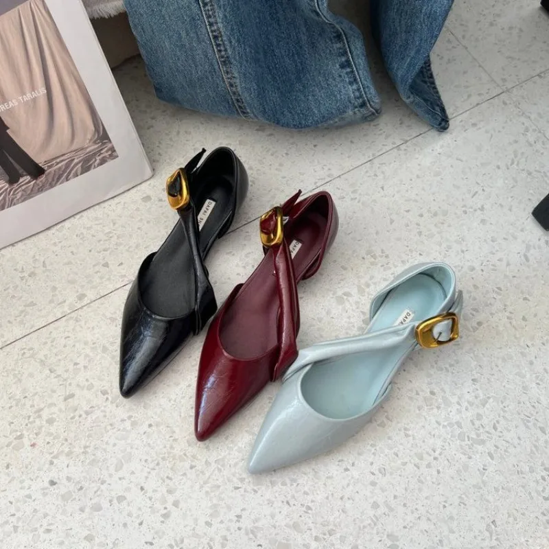 

Французские женские туфли-лодочки с блочным каблуком и острым носком, весна-лето 2026, новые, элегантные, с вырезами, на каблуке-«баг», модель «Баотоу»