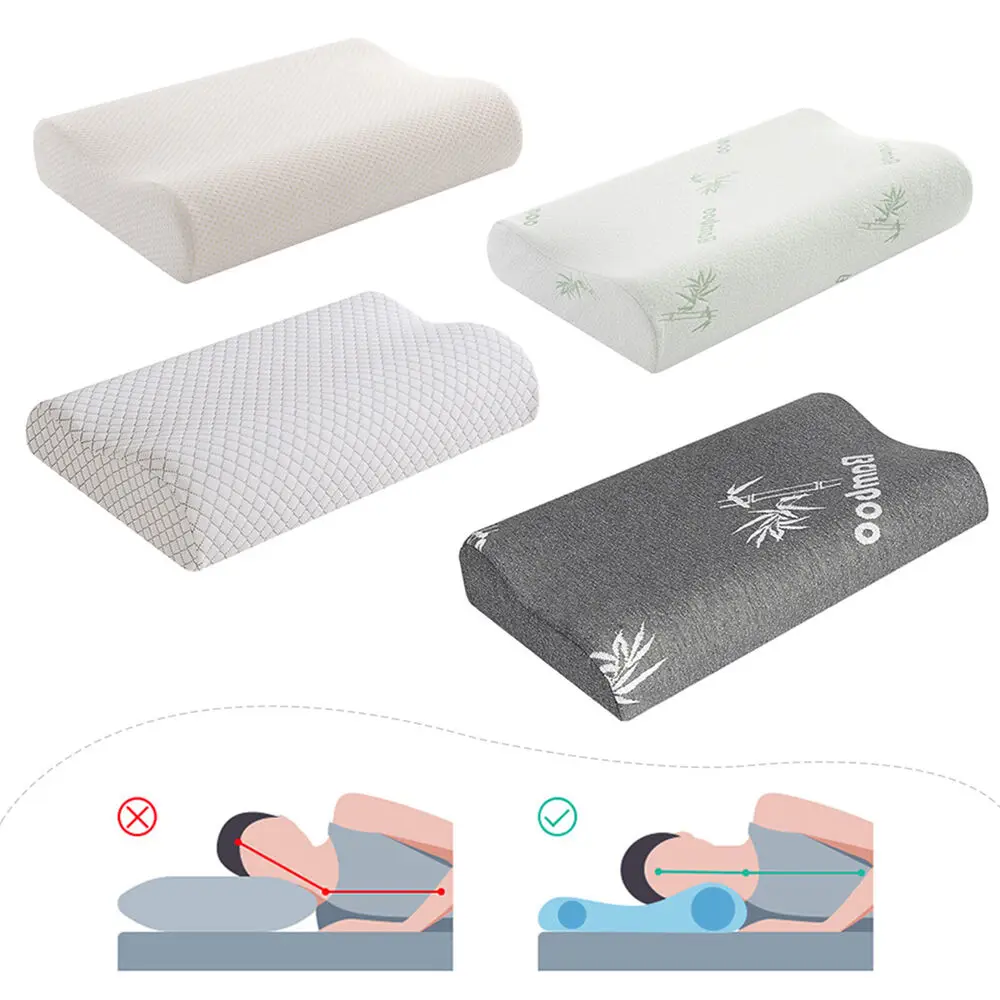 US- Bed Memory Foam Pillow with Bamboo Fiber Cover Orthopedic Cervical Neck Support