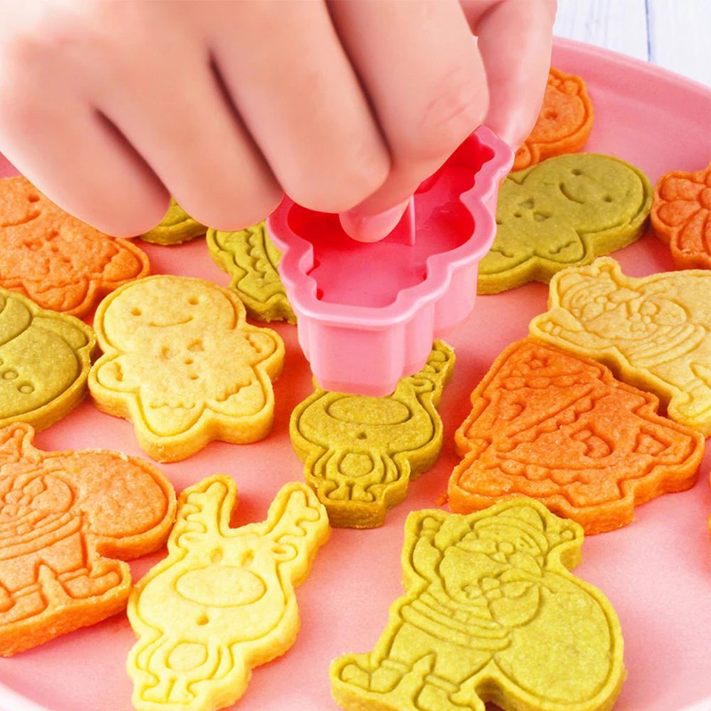 

Christmas Cookie Cutter Set with 3D Pressable Designs Easy to Use and Clean for Sugar Cookies and Decorating Cakes