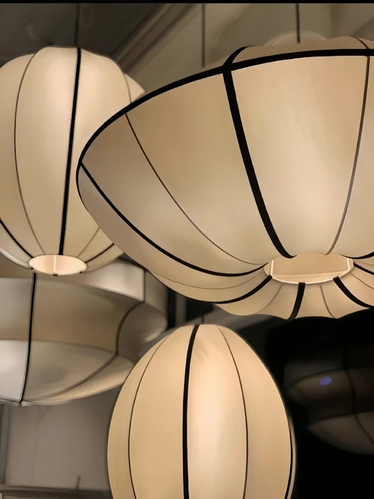 Lustre de style japonais médiéval pour salon, décoration de la maison, lanterne de chambre à coucher, luminaire suspendu en soie zen