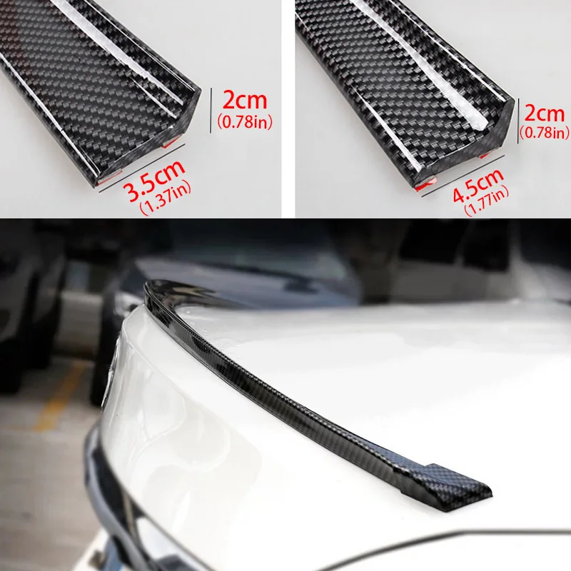 Car Rear Trunk Roof Lip Kit with Pattern Punch-Free Installation Universal Spoiler 1.5M Car-Styling 5D Carbon Fiber Shiny Black