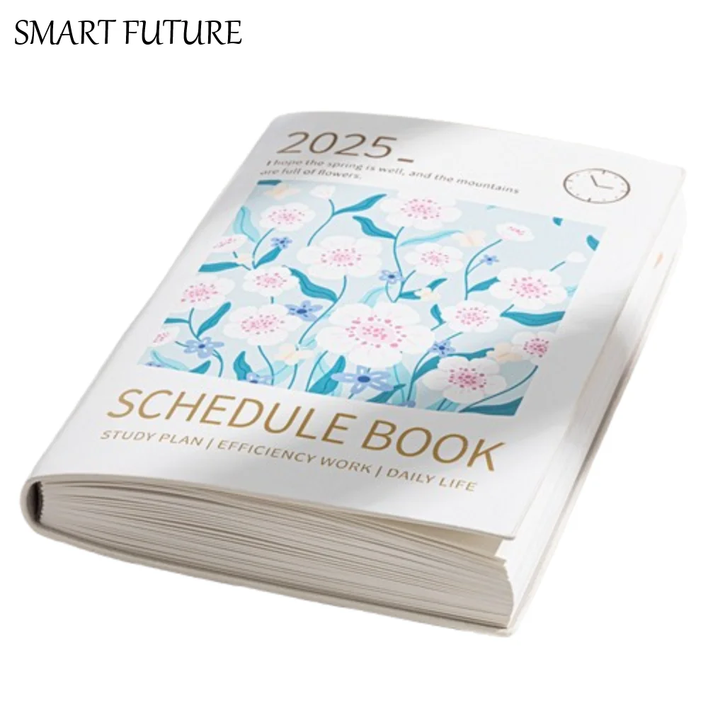 A5 2025 Schedule Planner Notebook 12 Months INS Office Work Planner Time Organizer Oil Painting Flower Diary Writing Pads