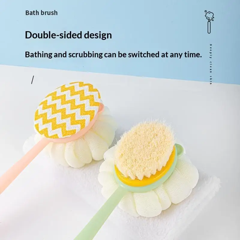 Doppelseitige Badebürste mit langem Griff, weicher Fellbürste, Rückenreibe-Bürste, Peeling-Handtuch, Mehrzweck-Peeling-Werkzeug, 1 Stück – Detail 6