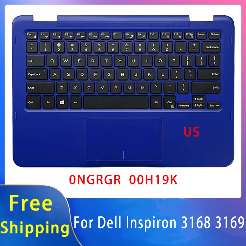 

New For Dell Inspiron 3168 3169;Replacement Laptop Accessories Palmrest/ US Keyboard 0NGRGR 00H19K Blue