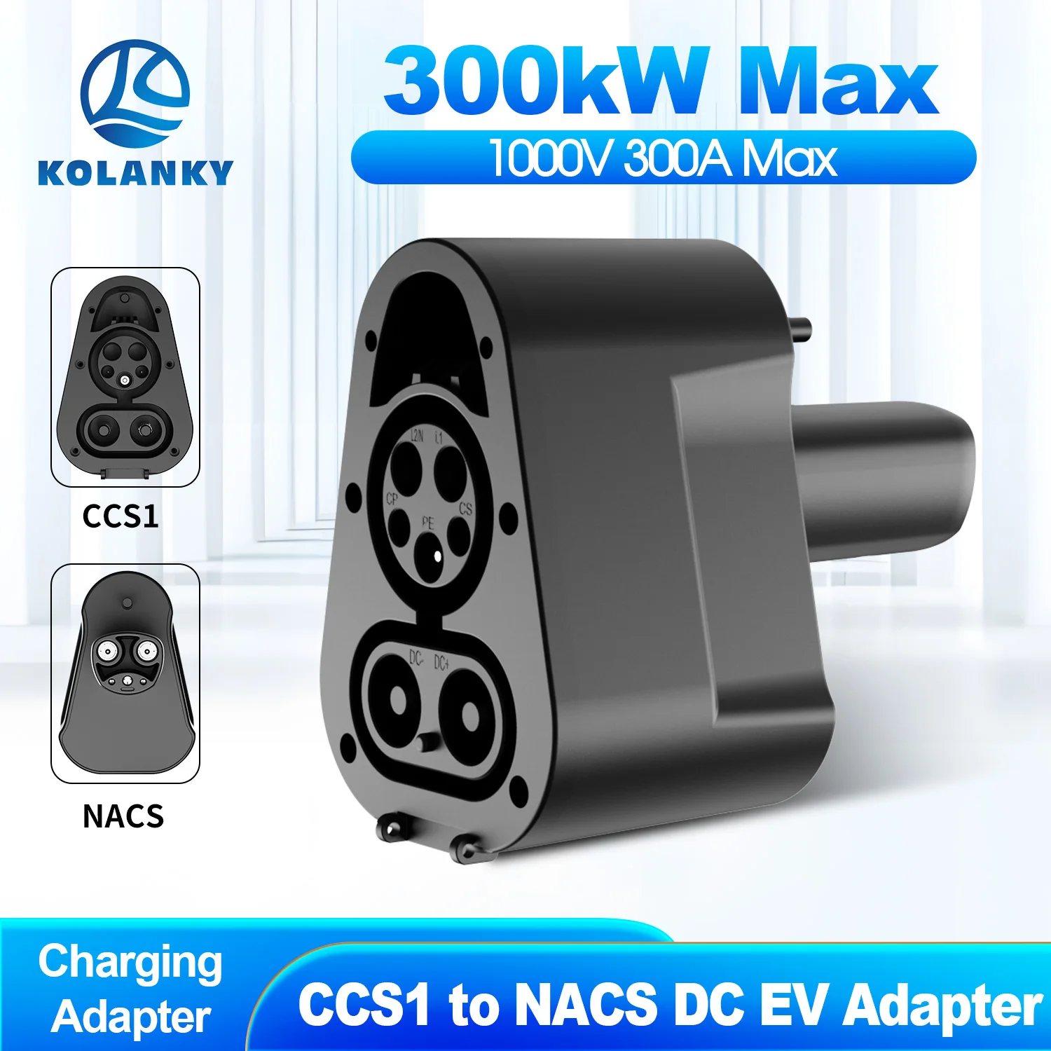

Kolanky CCS1 To NACS 300KW Max 1000V DC EV Charging Adapter DC EV Connector For Tesla Y/S/3 Eletric Vehicle Car Fast Charging