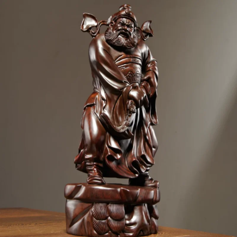 Exquisite wood carving Taoist Tianshi Zhong Kui deity statue ornament home living room desktop decoration handicrafts
