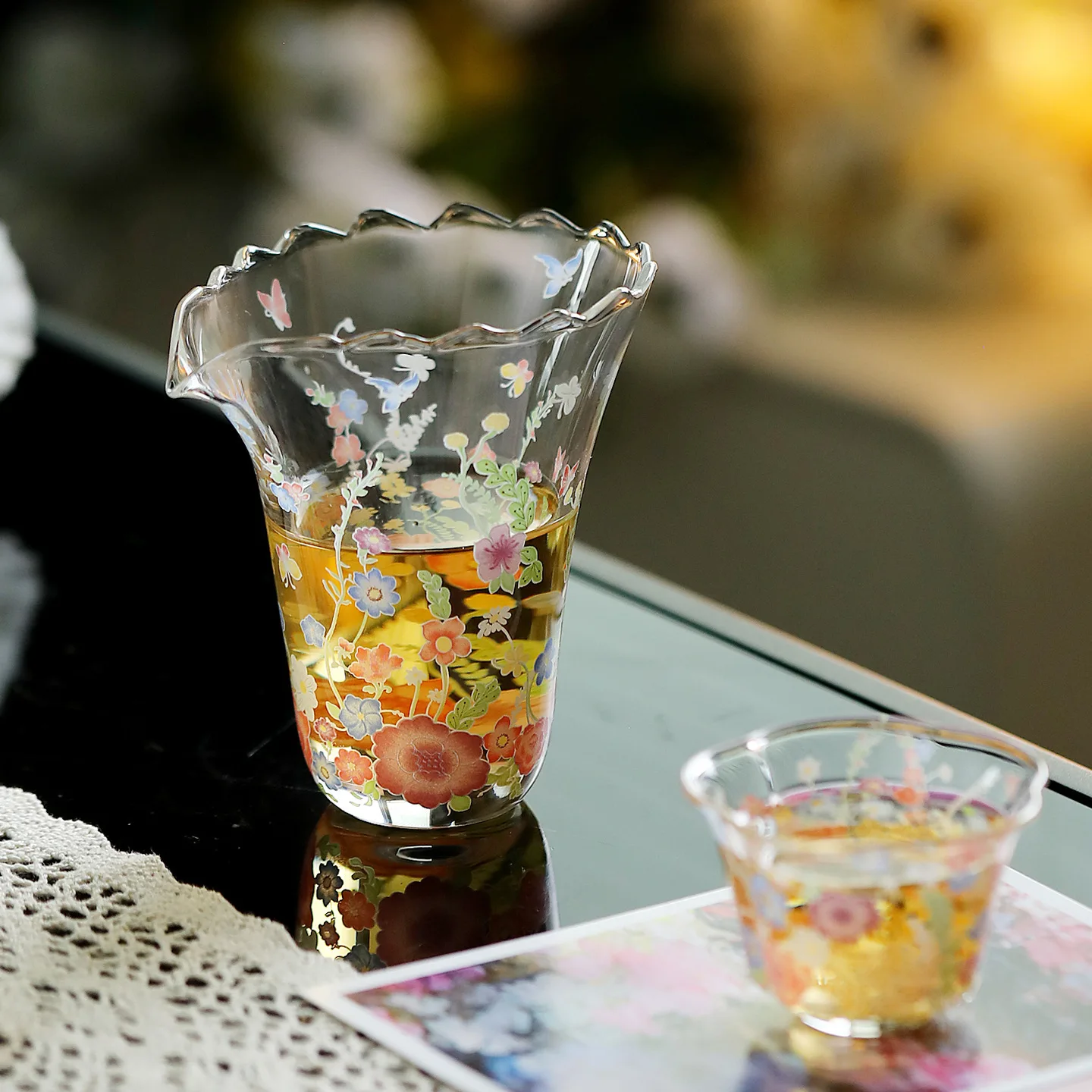 Blooming Flowers Small and Fresh Nanre Glass Creative High Borosilicate Glass Tea Sea Fair Cup Tea Water Tea Dispenser