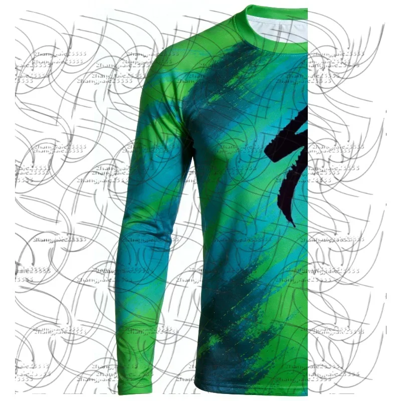 

Новая мужская быстросохнущая спортивная футболка с 3D-принтом, с длинным рукавом, для повседневной носки, для езды на горном велосипеде и бездорожья