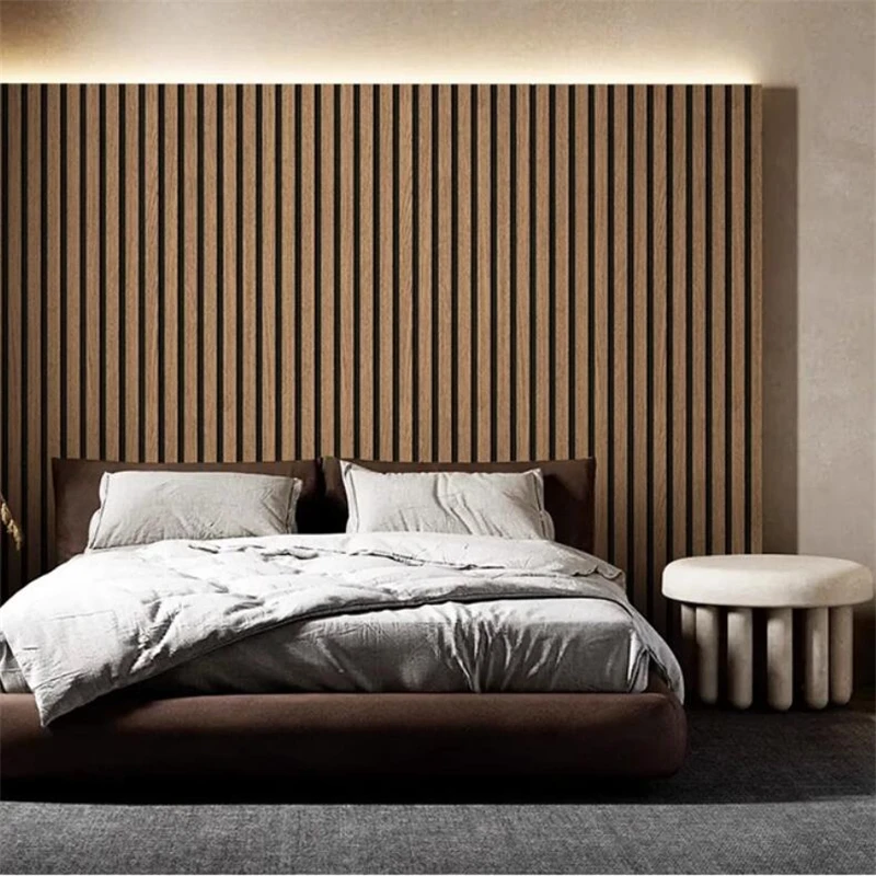 New modern minimalist new Chinese style 3D wood grain grille wallpaper bedroom tea room living room sofa background wall paper