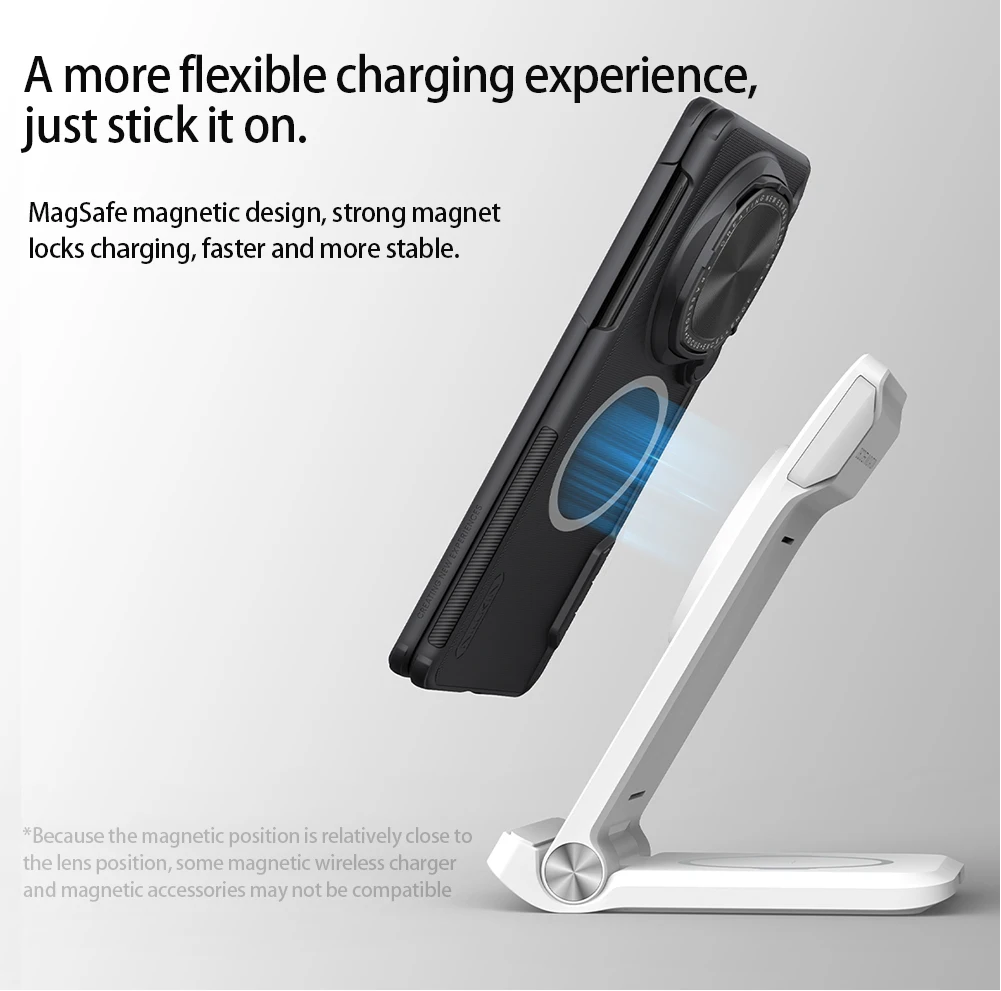 حافظة NILLKIN Super Frosted Shield Prop المغناطيسية لهاتف Huawei Mate X6، حامل غطاء العدسة، متوافق مع MagSafe، هيكل كامل للكمبيوتر الشخصي