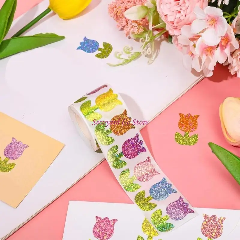N3UC 500Pcs Glittering Decorative Sticker Wrapping Label for Scrapbooking Packaging