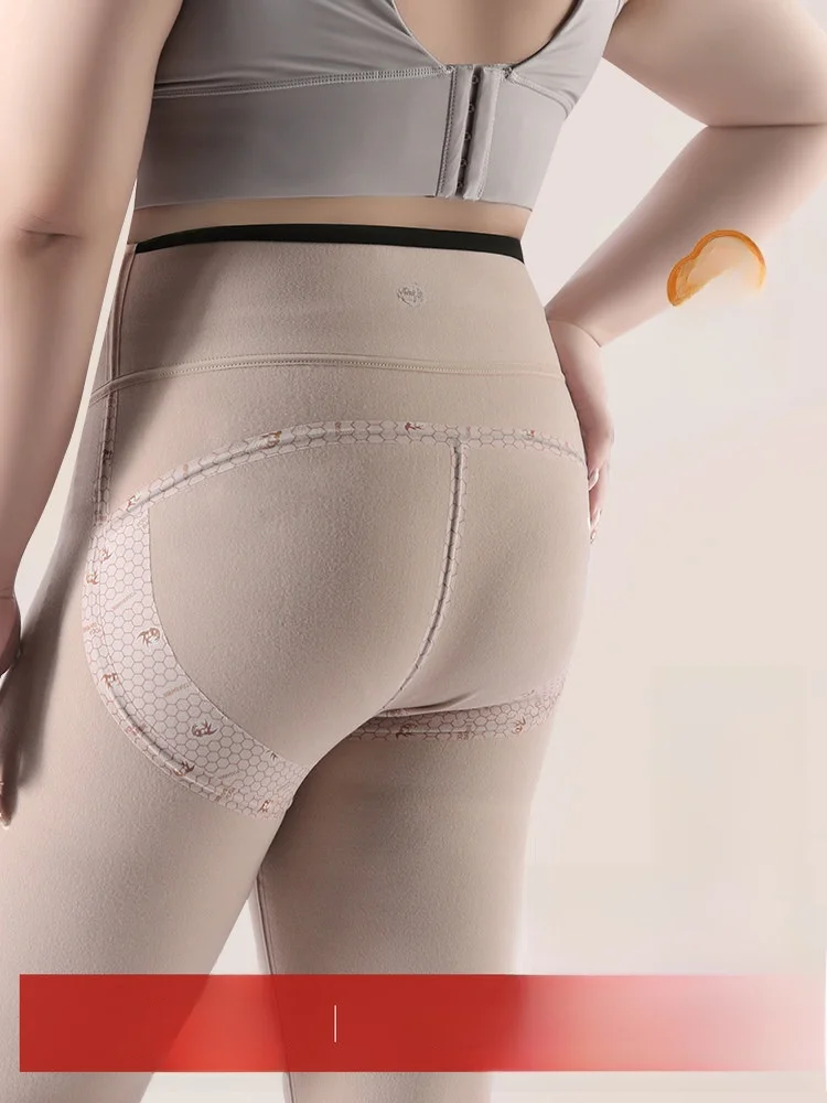 

Женские утепленные брюки больших размеров с высокой талией на флисовой подкладке, осенне-зимние, для повседневной носки, с эффектом похудения, до 200 фунтов