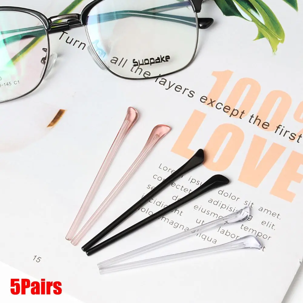 5Pairs Glasses Thin Leg Anti Slip Slim Hole Eyeglass Round Holder Sleeve Soft Silicone Prevent Allergies Ear Hooks