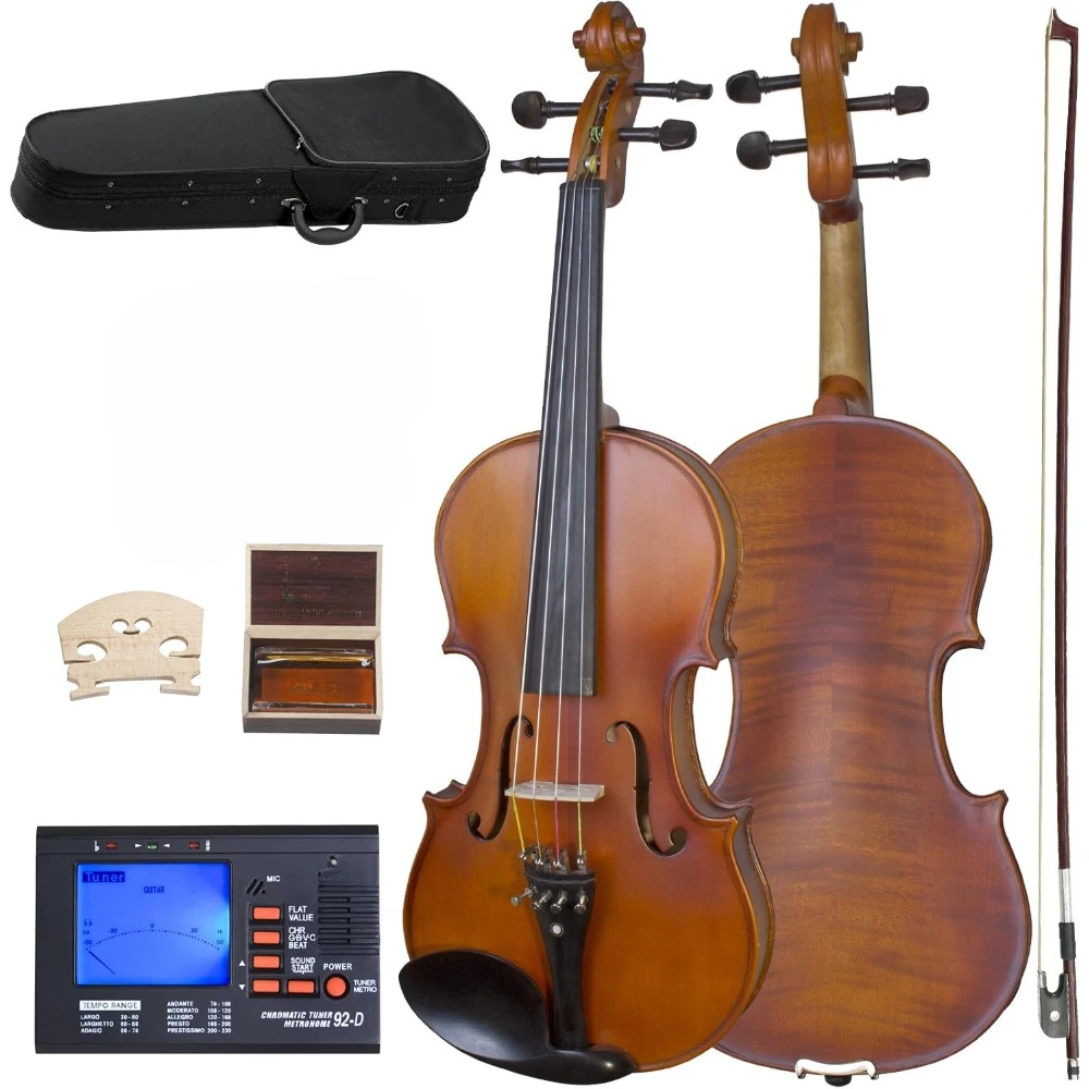 Solidwood Viola, 16-Inch with Ebony Fittings, Prelude Strings - Antique Satin Finish Viola