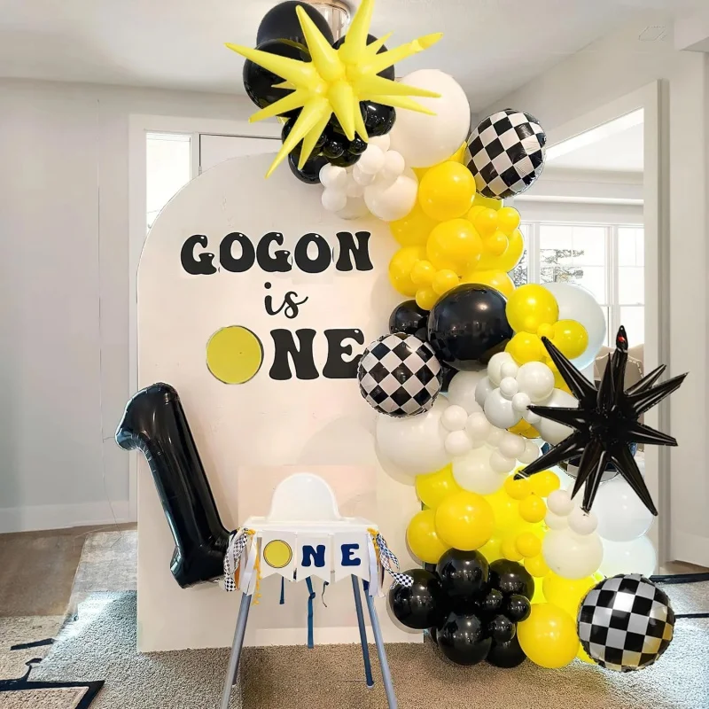 

Racing-themed Balloon Set Carnival Festival Racing Club Children's Birthday Party Checkered foil Balloon Birthday Decoration