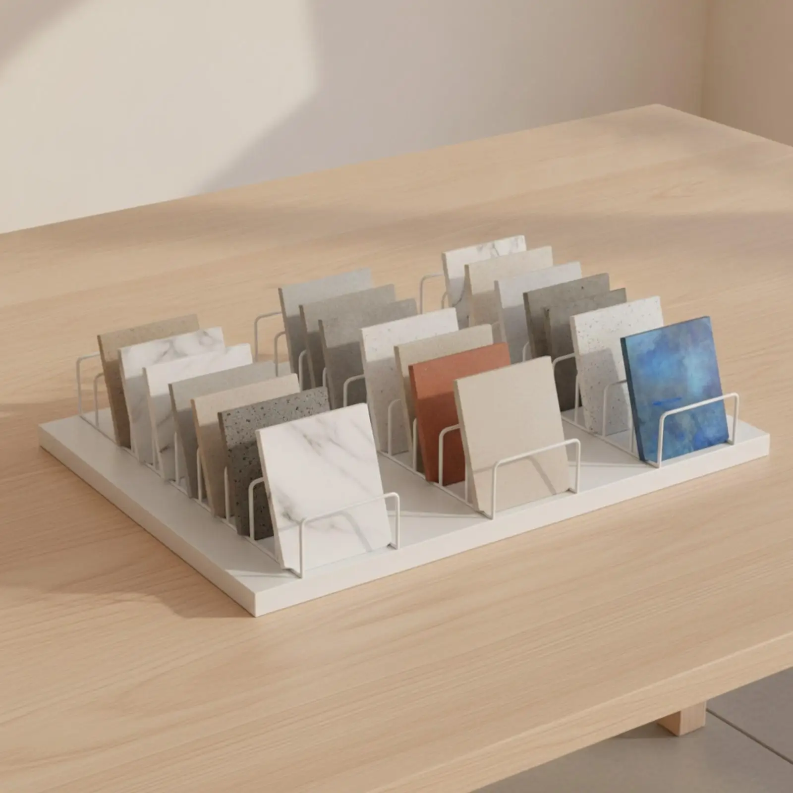 Metal Color Card Display Rack for Tile Sample Organizer Tabletop Rack Shelf Storage Rack for Showroom Desk Display Stand