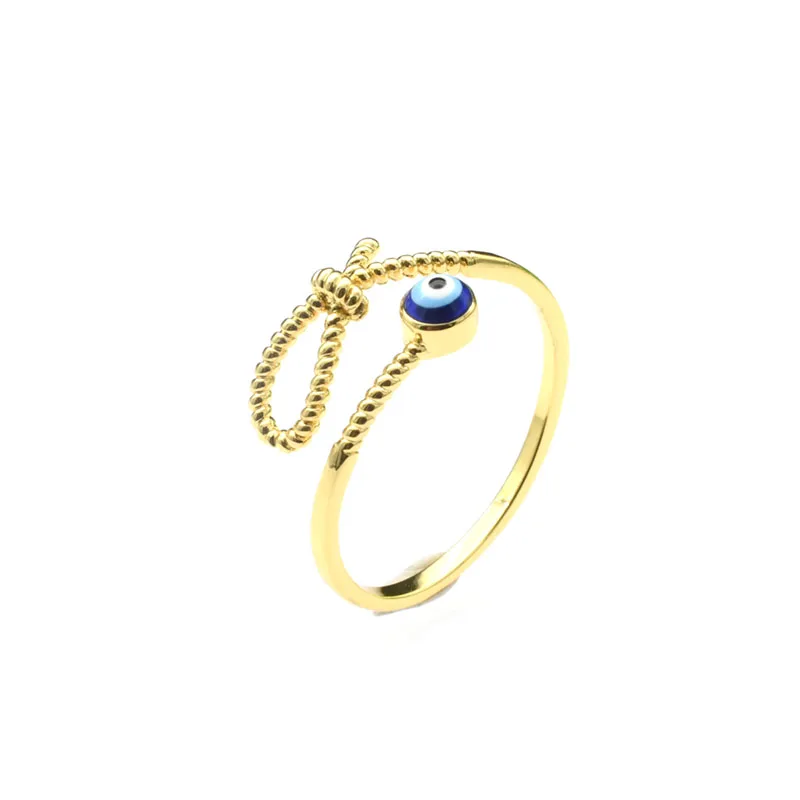 Jewelry for Women Color Remian Gold Plated Copper Multi Color Enamel Evil Eye Adjustable Freesize Finger Rings for Women