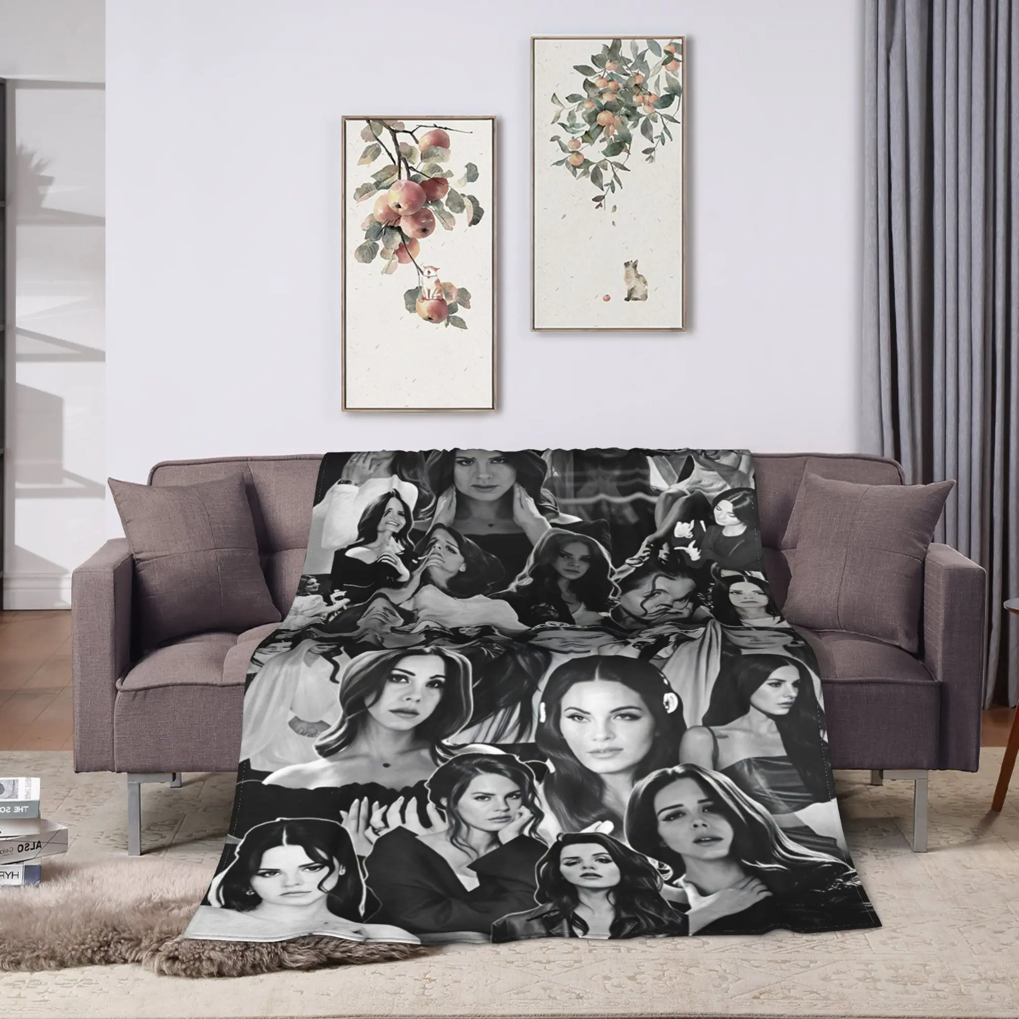Hot Singer Lana Del Rey Blanket  Warm Soft Graphic Plush Bedding Throws For Kids Adult Outdoor Flannel Bedspread Bed Cover