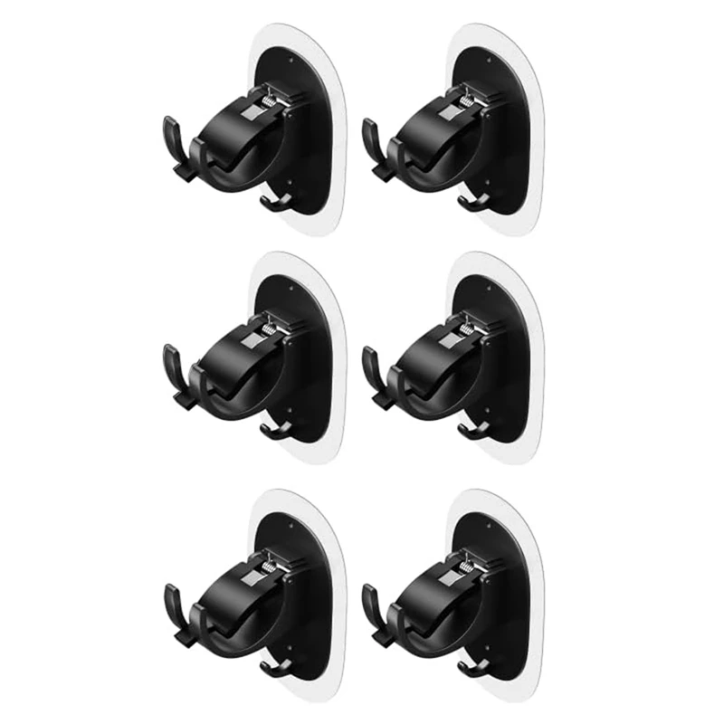 6PCS No Drilling Curtain Rod Holder Self Adhesive Curtain Rod Hooks Nail Free Adjustable