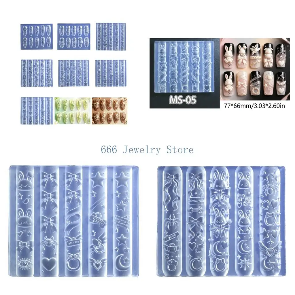 F2TD Embossed Silicone Mold for Nail Decoration and Small Craft Work