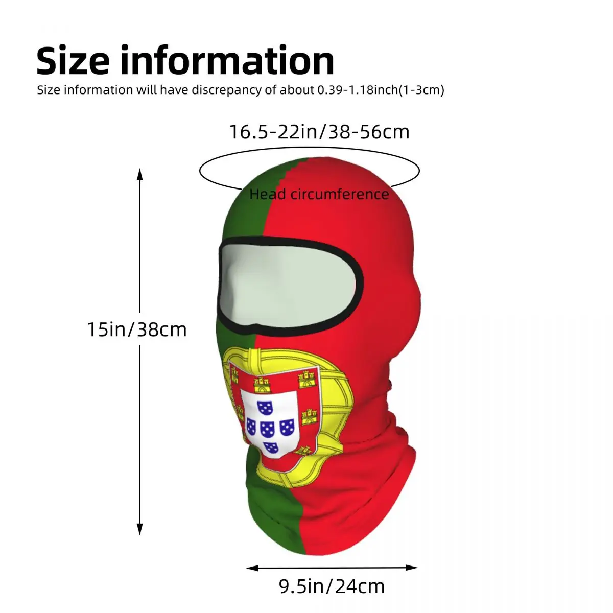 Portugal Flag Balaclava Full Face Mask Breathable Motorcycle Winter Warm Full Cover Caps Neck Windproof Dustproof Cycling Caps