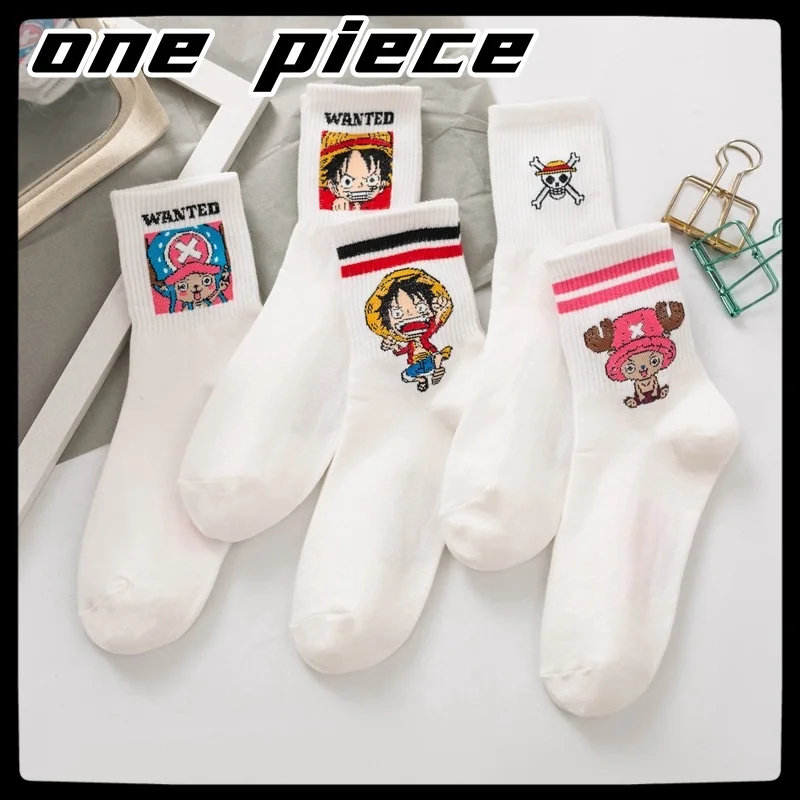 Japanese one piece women socks cartoon animation series cute long mid-calf socks for men and women, children, pure cotton