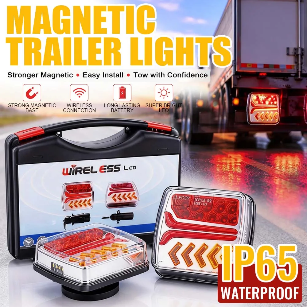 12V 24V Wireless Magnetic LED Trailer Tail Light Kit Brake Turn Signal Lamp For Truck RV Camper Lorry EU Standard 7 Pin Plug