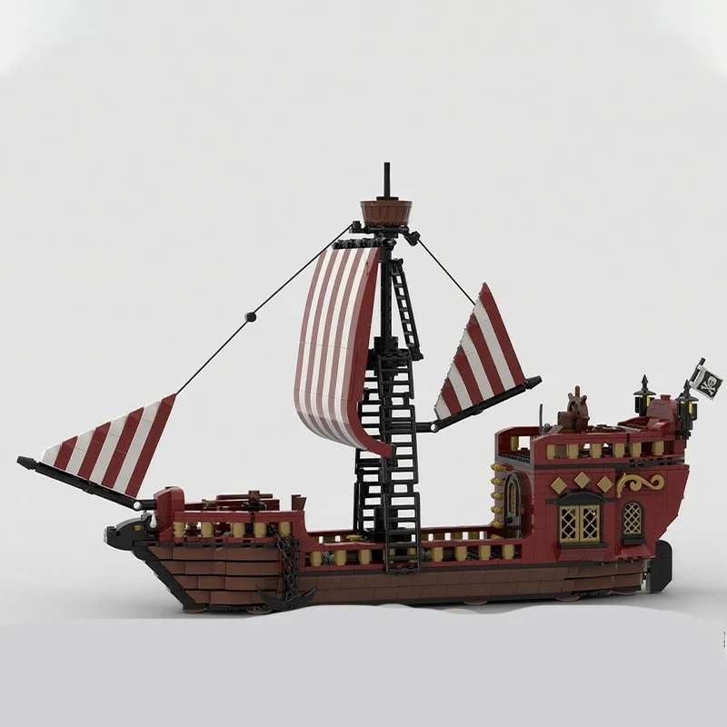 

1136 шт. MOC темно-красный пиратский парусник винтажный дизайн DIY модель строительные блоки игрушки на день рождения подарок
