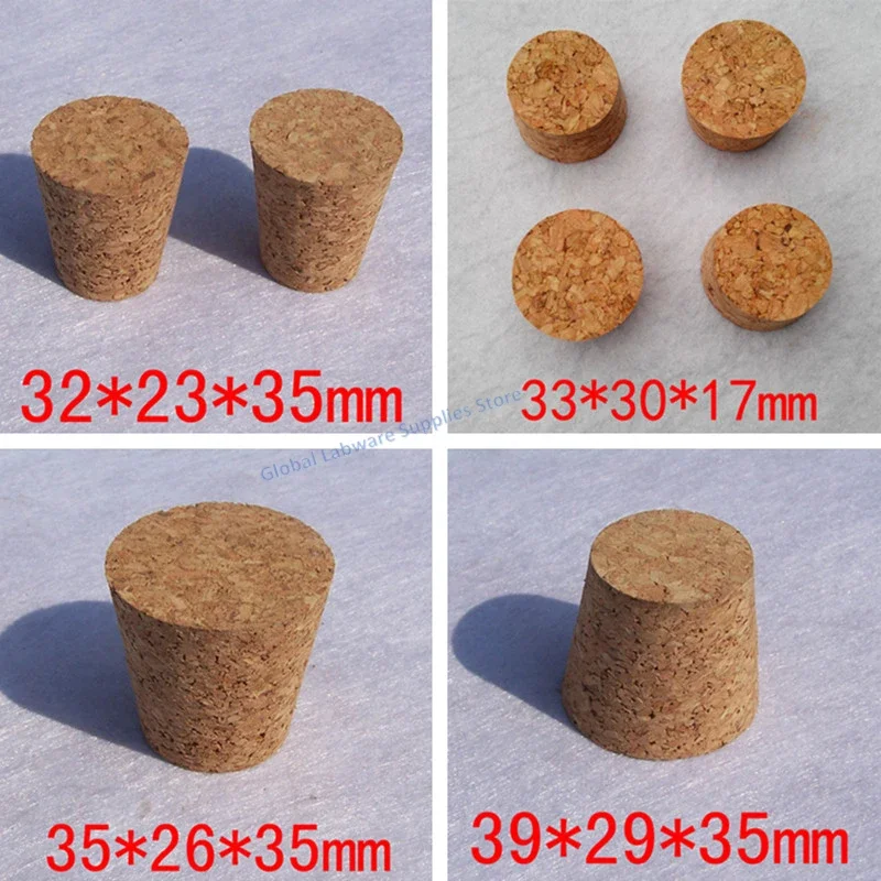 10~100 unidades de tapones de corcho de madera cónicos surtidos de 13mm a 39mm de diámetro superior para botellas de vino, variedad de tapones de repuesto para botellas