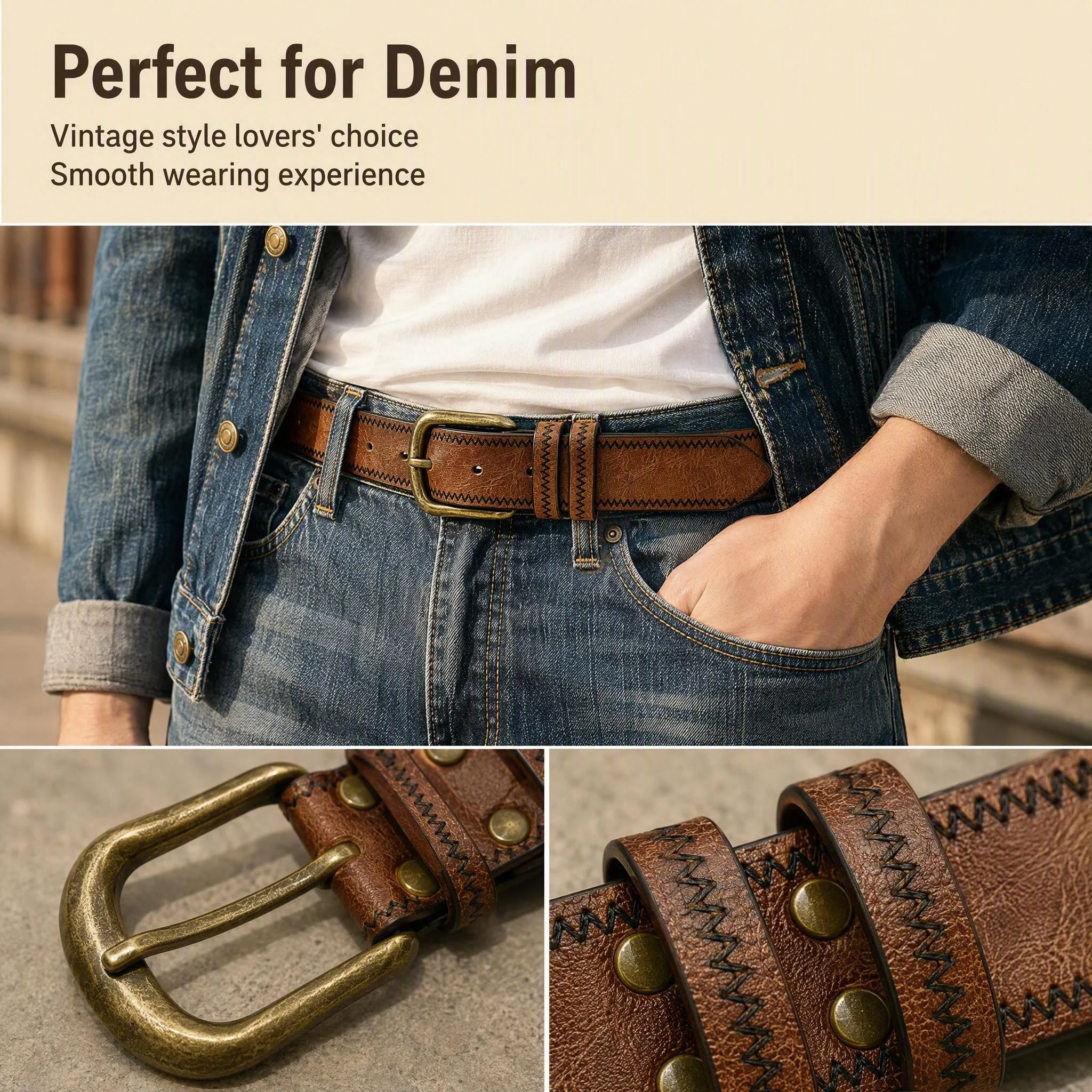 Ceinture en cuir synthétique d - Leather Work Jeans avis et prix