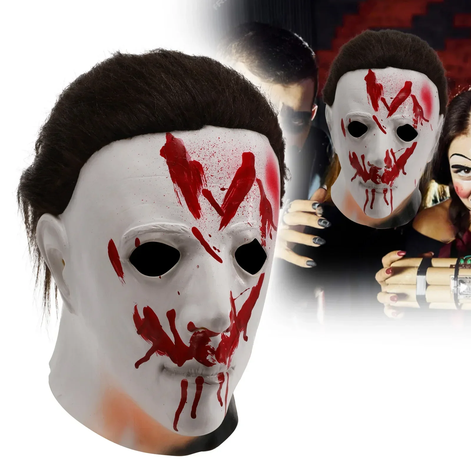 New Arrival Halloween 1978 Michael Myers Mask Horror Bloody Cosplay Costume Latex Masks Halloween Props Adult White High Quality