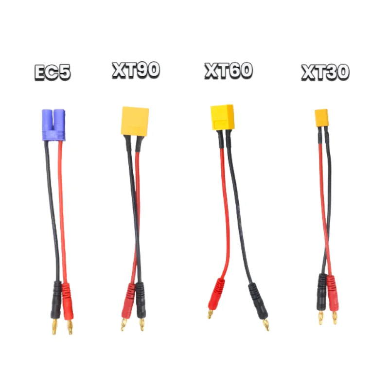 Durable Type 2pcs XT30/XT60/XT90/EC5 to 4mm Banana Plug Charging Cable 14AWG Silicone Wire 15cm for Lipo Battery Balance Charger