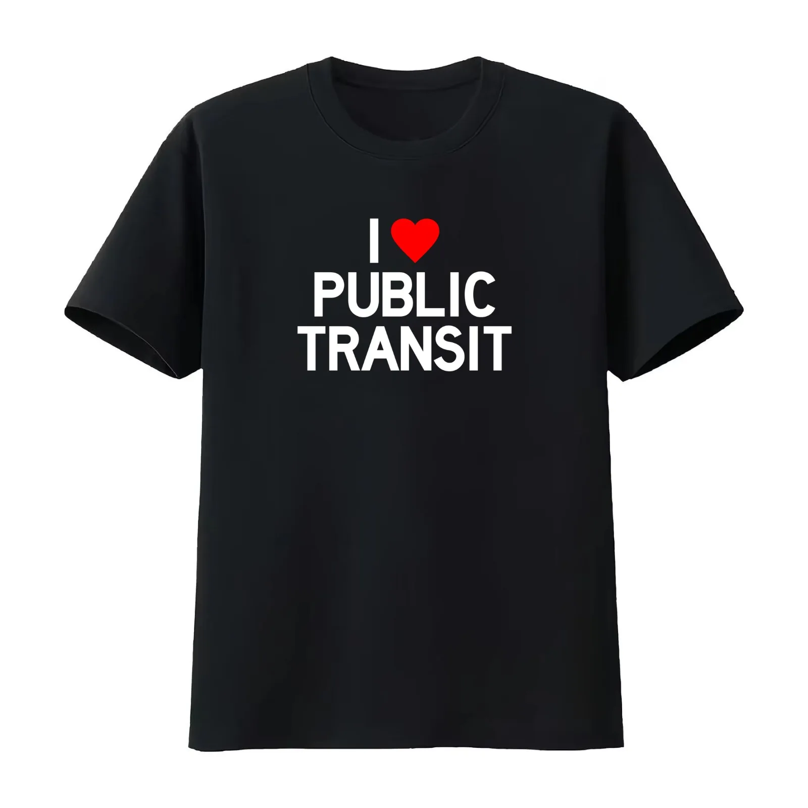 I Love Public Transit T-Shirt Summer Casual Cotton Tee Oversized Streetwear Tops Vintage Graphic Print Unisex Men Women