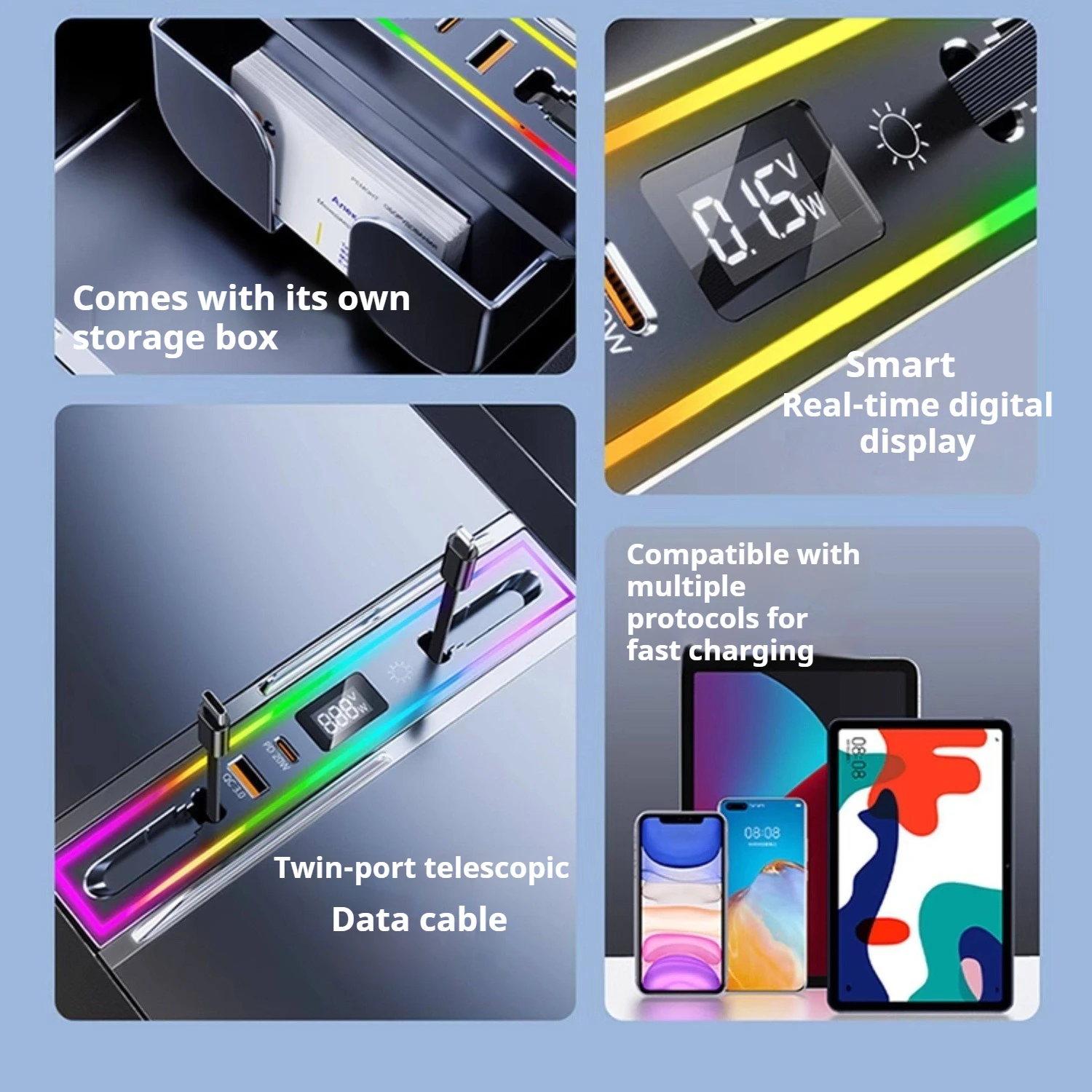 ฮับ USB สำหรับรถยนต์ Tesla Model 3 Highland ปี 2024-2025 และ Model Y Juniper ปี 2026 แท่นวางอุปกรณ์ในคอนโซลกลางรถยนต์ อุปกรณ์เสริม