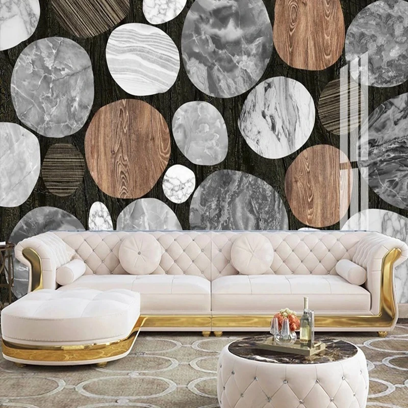 Modern Style Marble Wood Grain Pattern Photo Mural Custom Size Self-adhesive Decor Background Wallpaper Home Interior Decoration