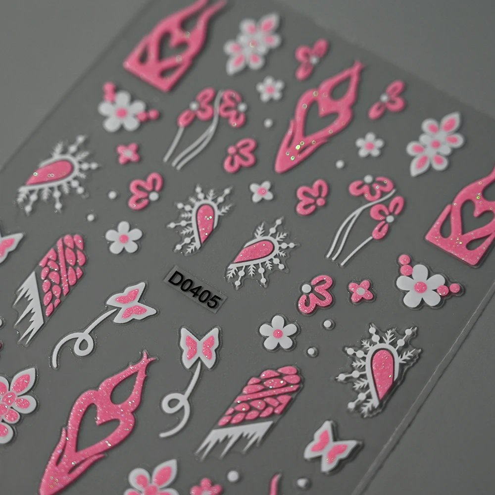 Rosa glitter pó crânio halloween 3d etiqueta do prego 10x8cm fantasma morcego aranha web estilo decalques de unhas diy inverno manicure decoração