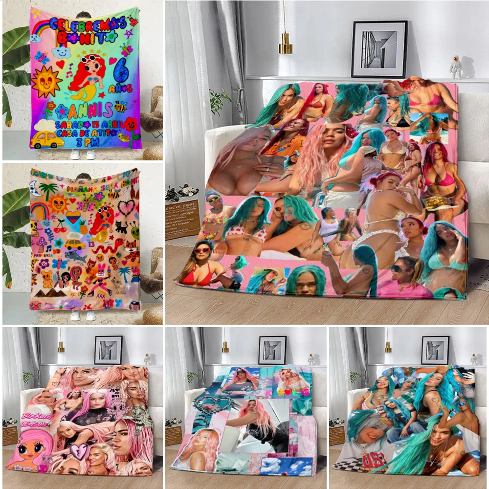 Manana sera bonito Karol G velvet Printed Blanket Picnic Blankets Warm Blanket Soft and Comfortable Home Travel Birthday Gift