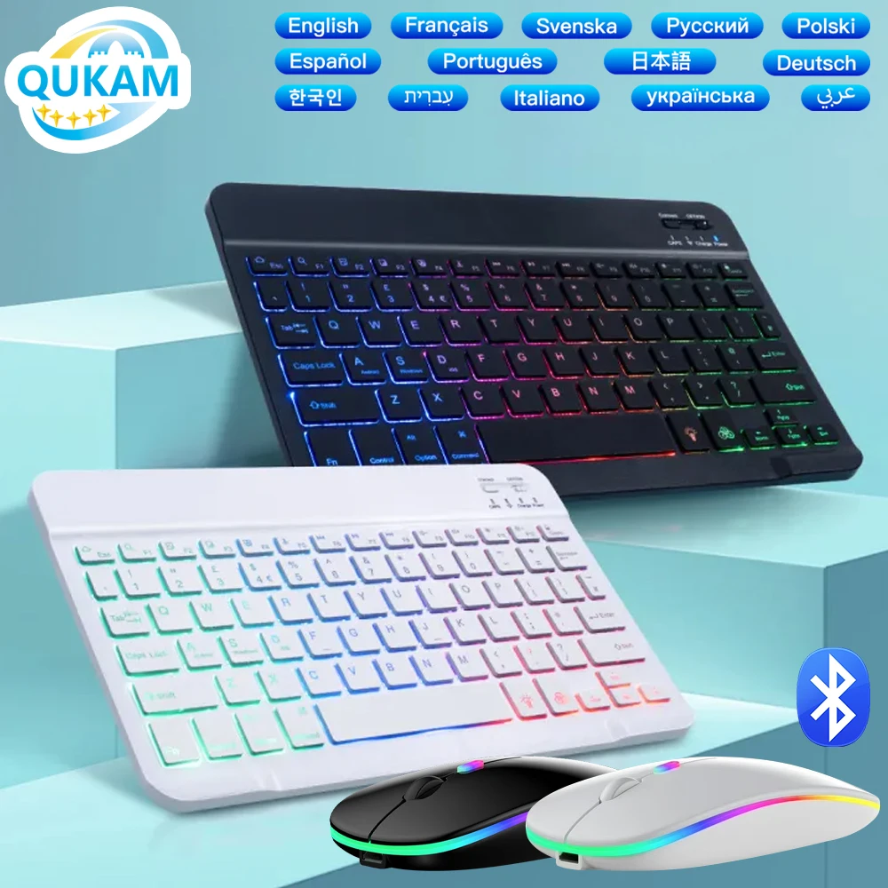 

New Multilingual Backlit Ultra-Thin Wireless Keyboard Dual-Mode Mouse For Android iOS Windows Tablet Phone PC Bluetooth Keyboard