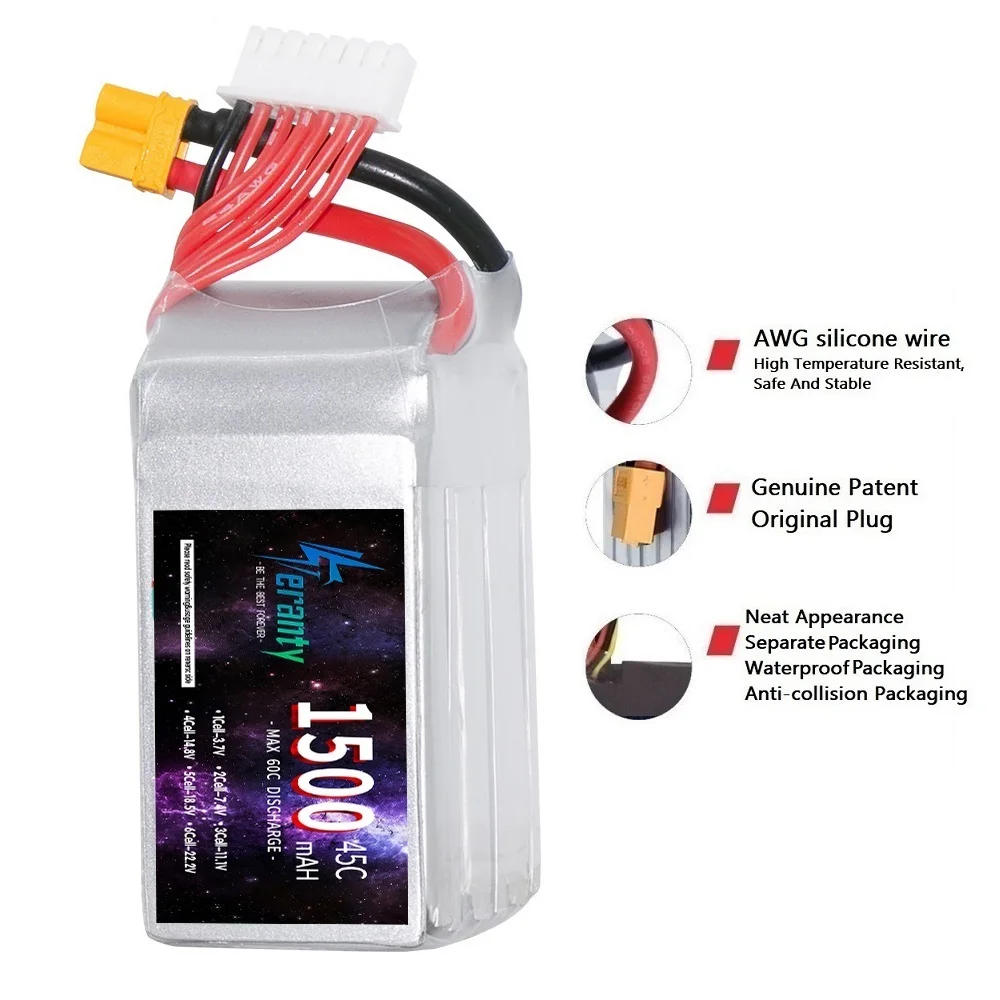 TERANTY 6S 22.2V 1500/2200/2700/3000/3500/4600/5600/6500/7200/8000/8500/9200/9800mAh Akumulator Lipo do Samolotów Samochodów Dronów Łodzi — zdjęcie produktu 3