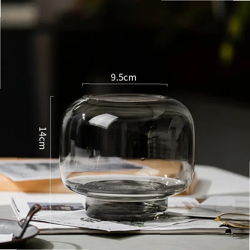 Large Bellied Transparent Glass Vase Hydroponic Plant Ecological Fish Tank Minimalist Flower Set Living Room DecorationTerrarium