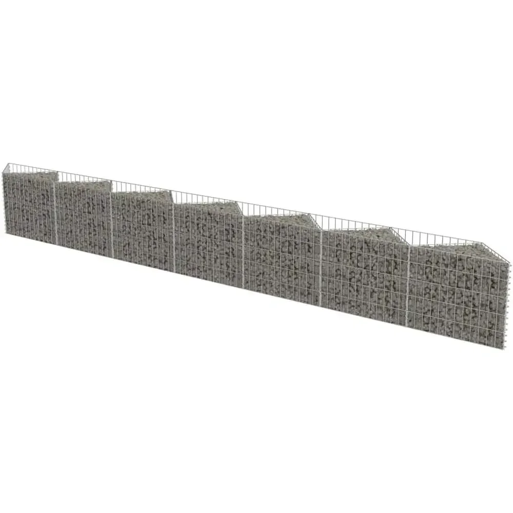 Large Stone Gabion Basket Wall Lower Box Raised Bed, 450 x 30 x 50 cm