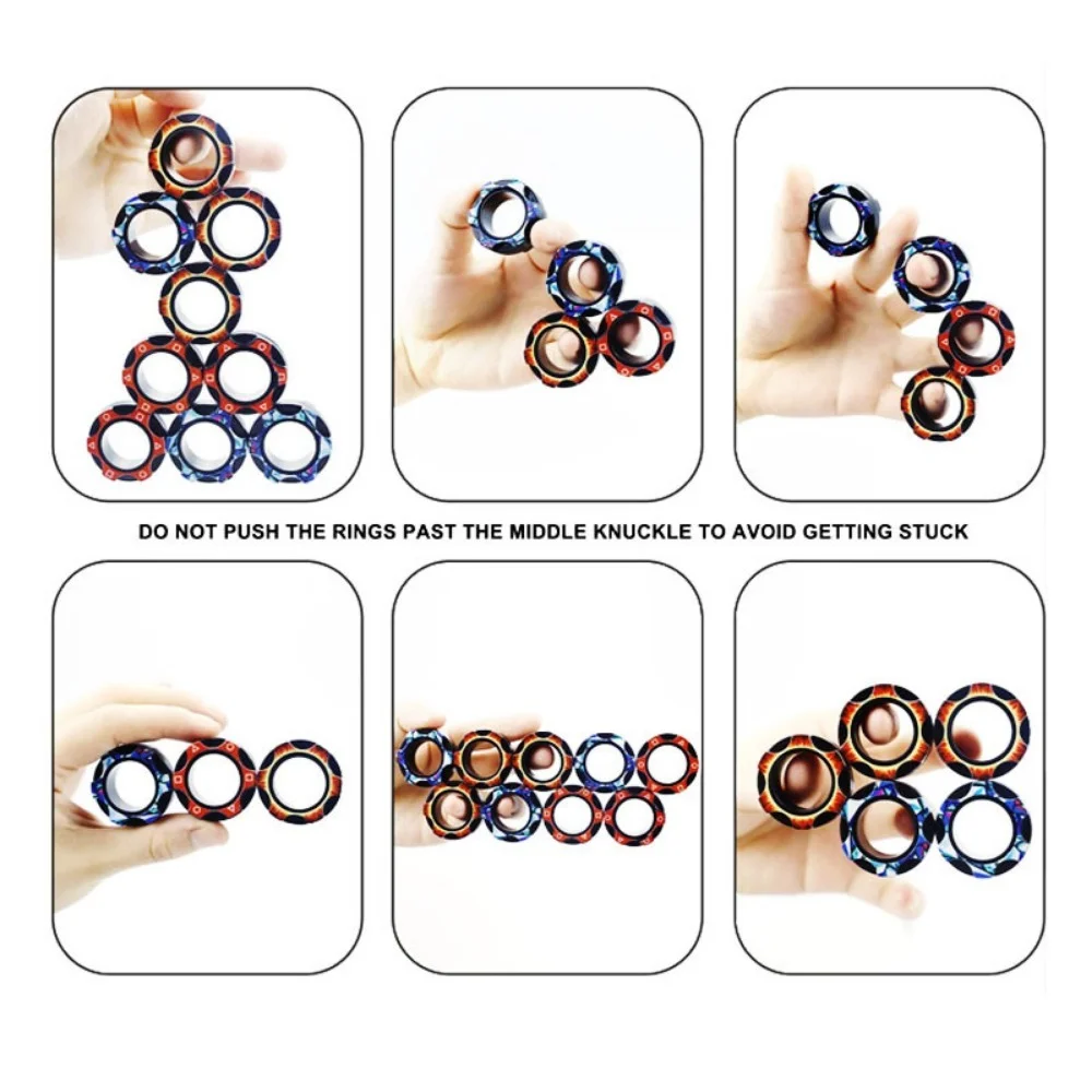 sell well 3pc stress reduction magnetic ring toy, color ring toy, ADHD anxiety relief stress reduction ring Holiday gift